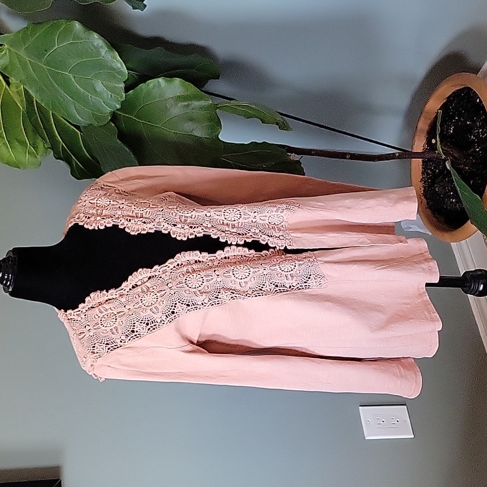 April Cornell Open Front Lace Panel cardigan